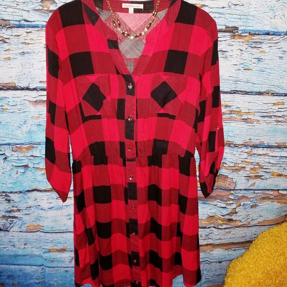 Red plaid dress